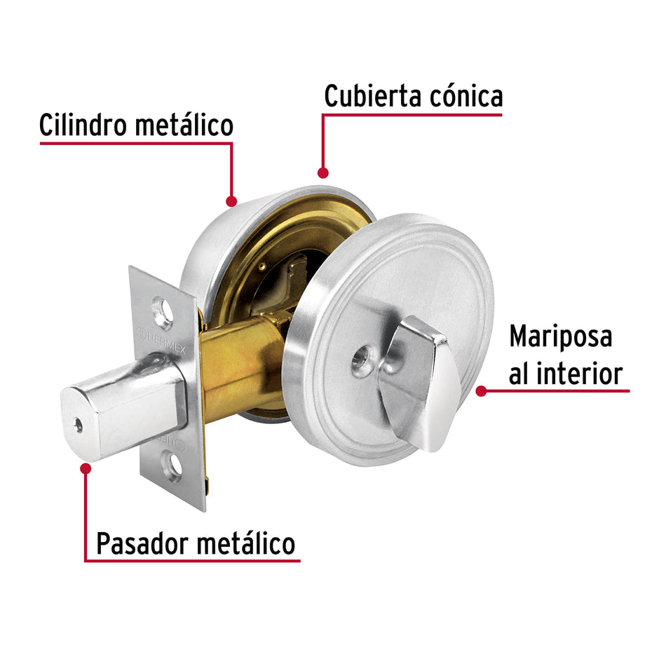 Cerrojo llave-mariposa cromo mate, llave tradicional, Hermex Caja con 4, 23614