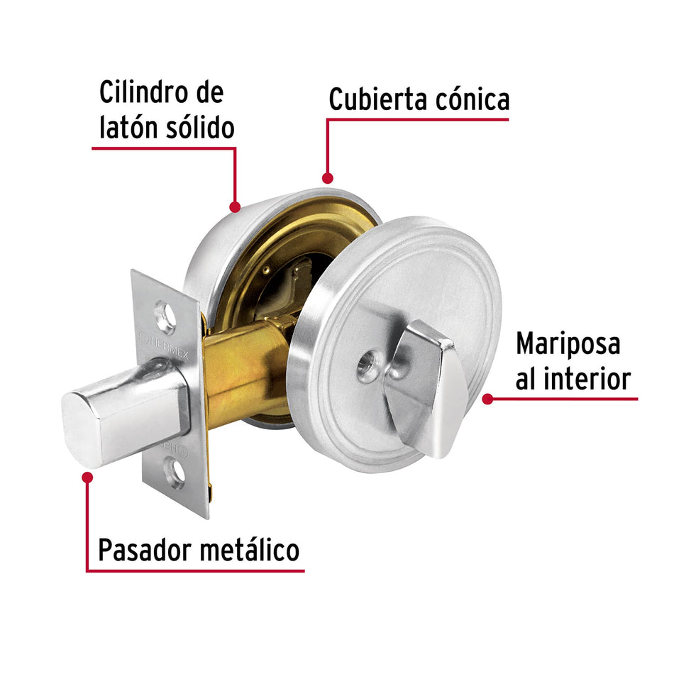 Cerrojo llave-mariposa cromo mate, llave de puntos, Hermex Caja con 3, 43601