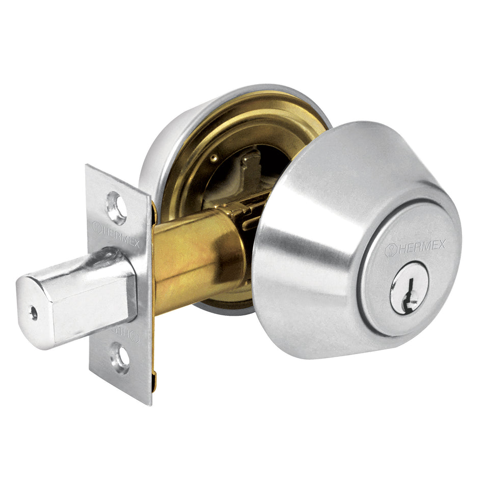 Cerrojo llave-llave cromo mate, llave tradicional, Hermex Caja con 4, 23611