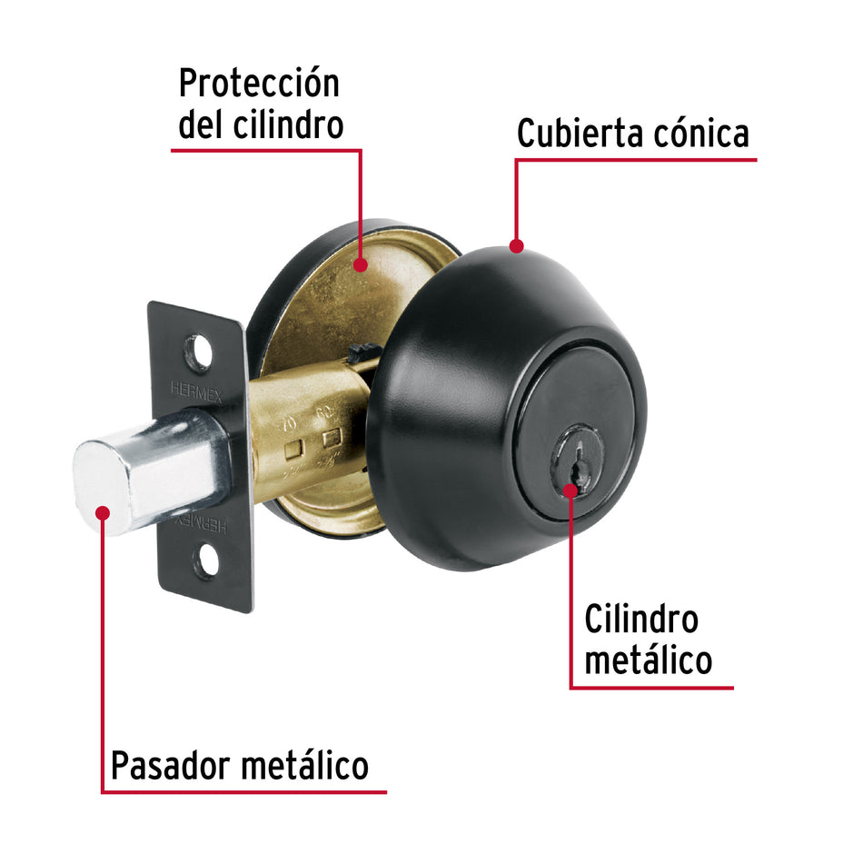 Cerrojo llave-llave negro, llave tradicional, Basic Caja con 4, 26066