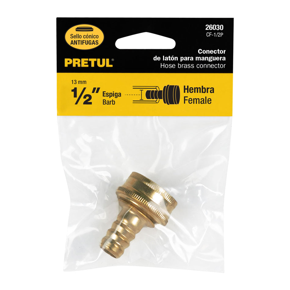 Conector 1/2' hembra de latón laminado, Pretul Caja con 12, 26030