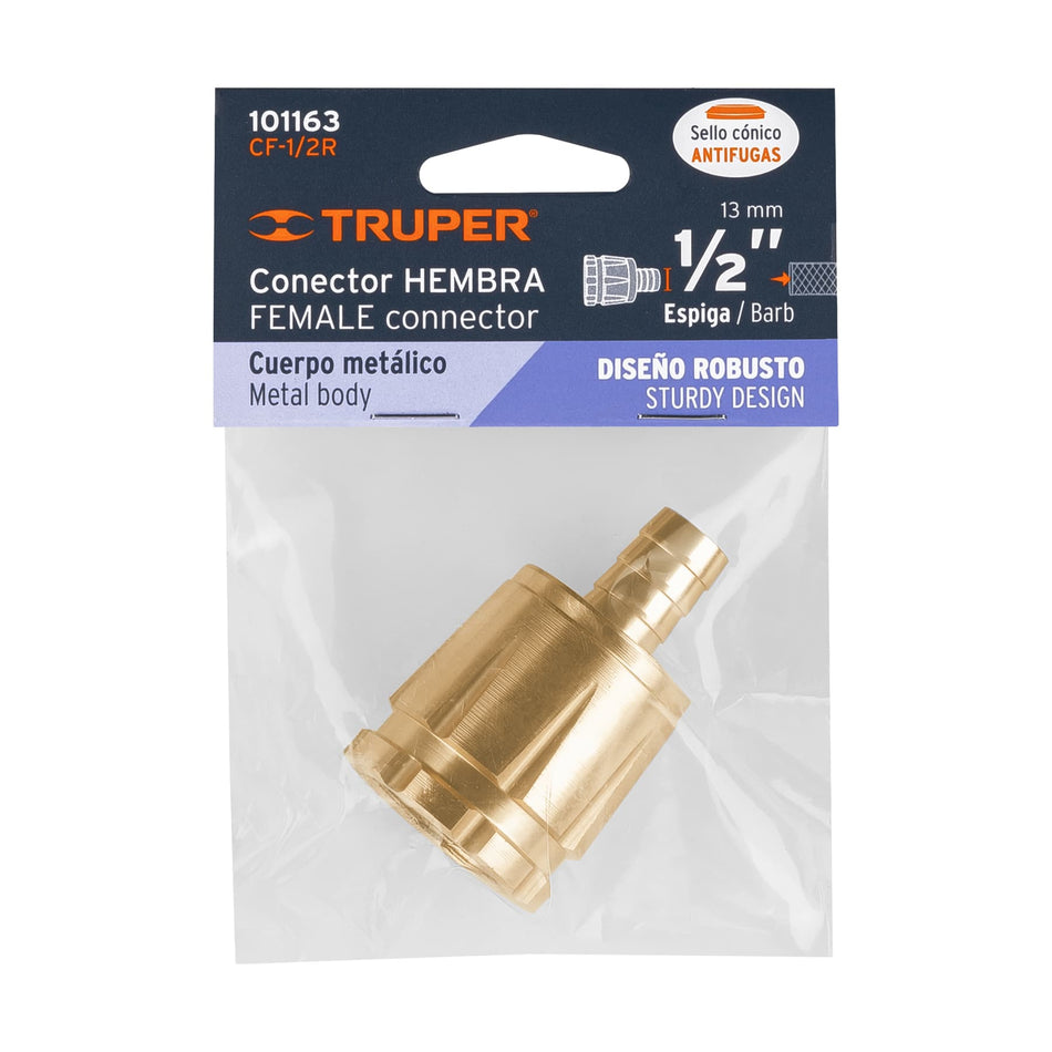 Conector 1/2' hembra robusto de aluminio, Truper Caja con 6, 101163