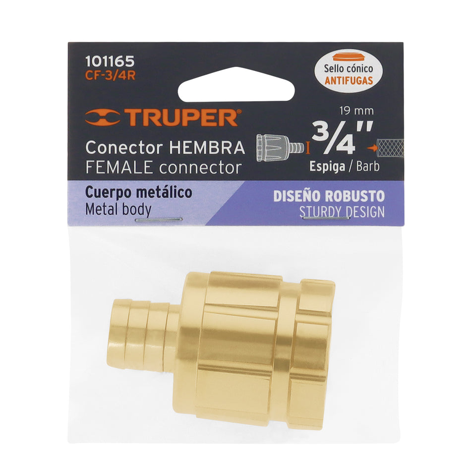 Conector 3/4' hembra robusto de aluminio, Truper Caja con 6, 101165