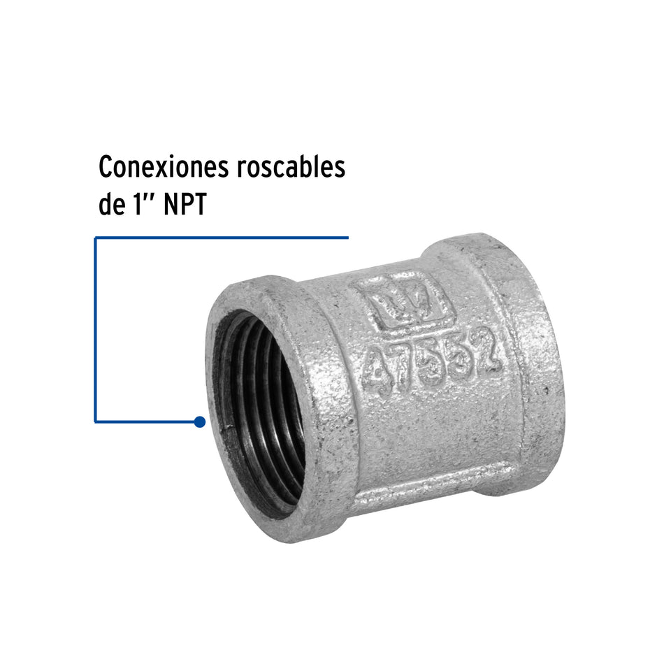 Cople reforzado de acero galvanizado de 1', Foset Caja con 5, 47552