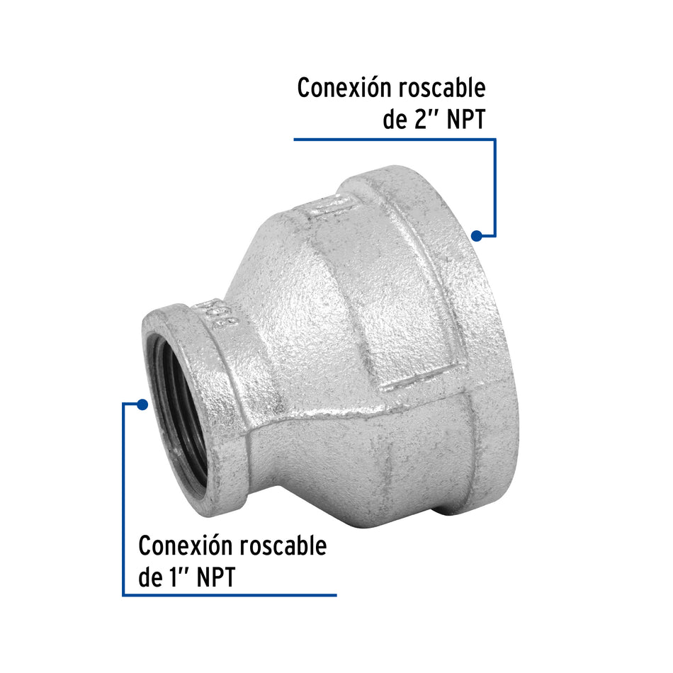 Reducción campana acero galvanizado 2' x 1', Foset Caja con 4, 47508