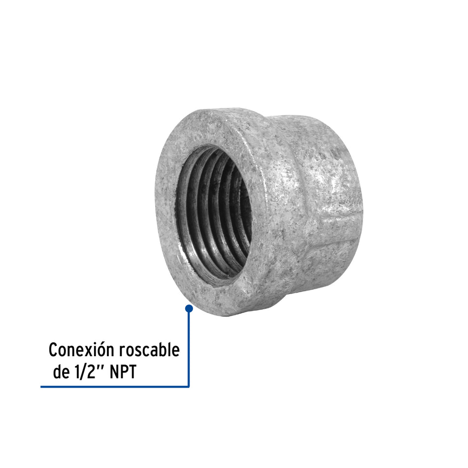 Tapón hembra 1/2' de acero galvanizado, Foset Caja con 10, 47491