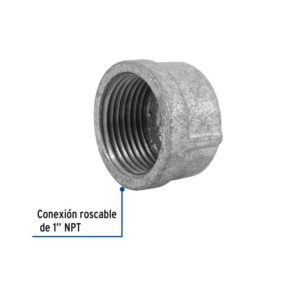 Tapón hembra 1' de acero galvanizado, Foset Caja con 5, 47493