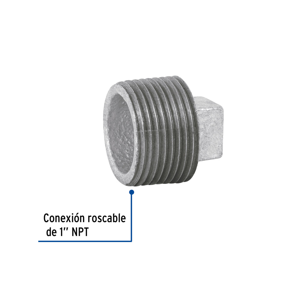 Tapón macho 1' de acero galvanizado, Foset Caja con 5, 47496