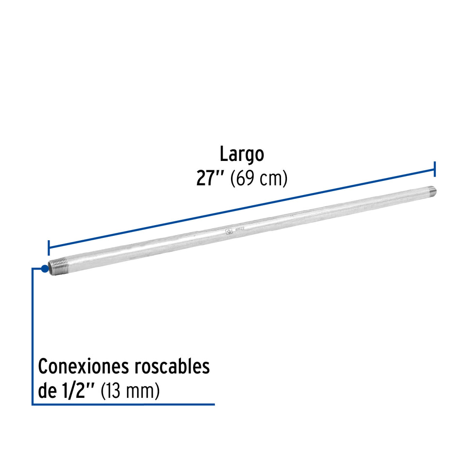 Niple de acero galvanizado 1/2 x 27', Foset Caja con 4, 48822