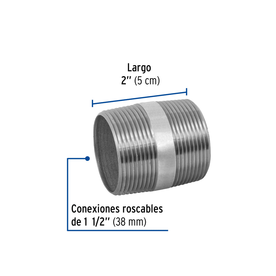Niple de acero galvanizado 1-1/2 x 2', Foset Caja con 4, 48835