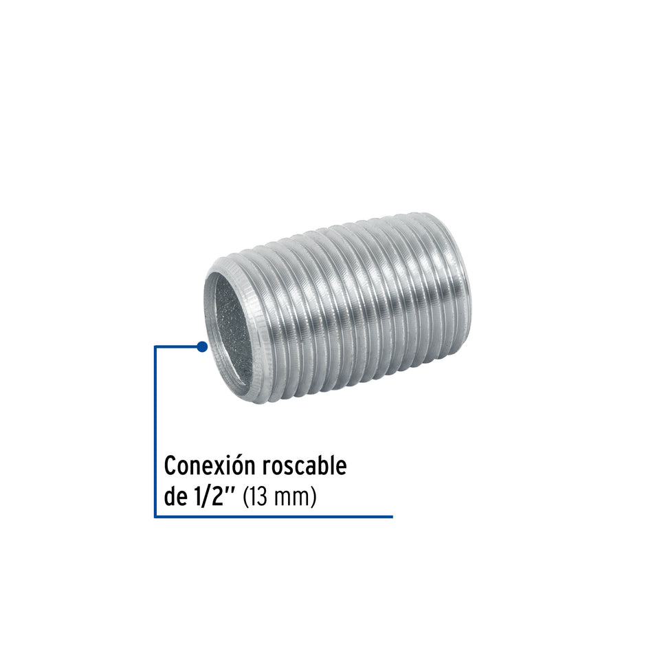 Niple de acero galvanizado 1/2' cuerda corrida, Foset Caja con 10, 47536