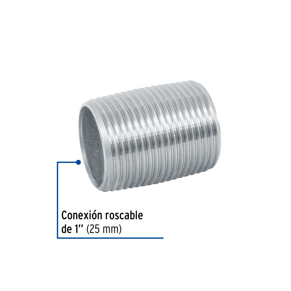 Niple de acero galvanizado 1' cuerda corrida, Foset Caja con 5, 47538