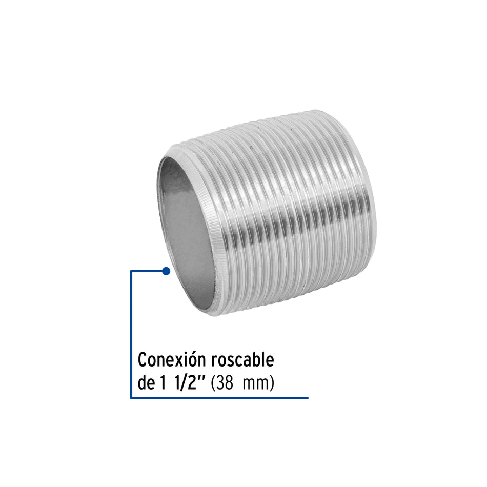 Niple de acero galvanizado 1-1/2' cuerda corrida, Foset Caja con 4, 48790