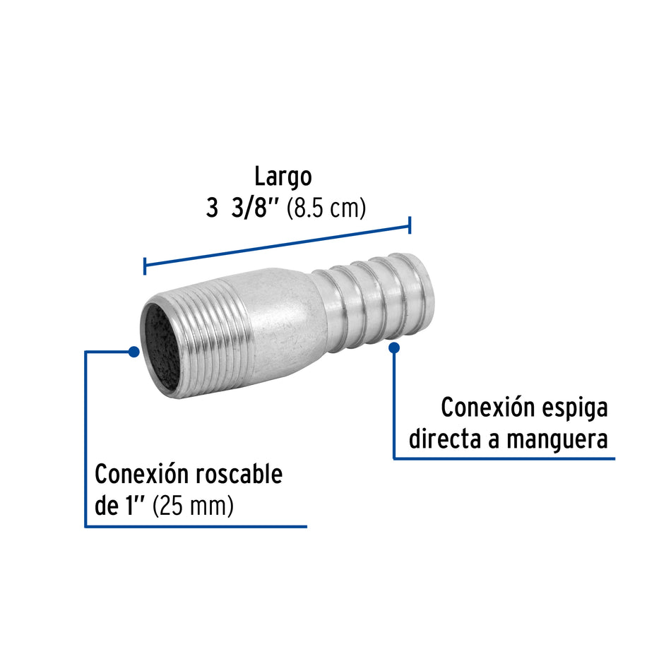 Niple de acero galvanizado 1' tipo botella, Foset Caja con 5, 48177
