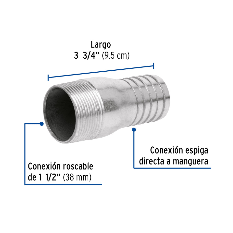 Niple de acero galvanizado 1-1/2' tipo botella, Foset Caja con 4, 48179