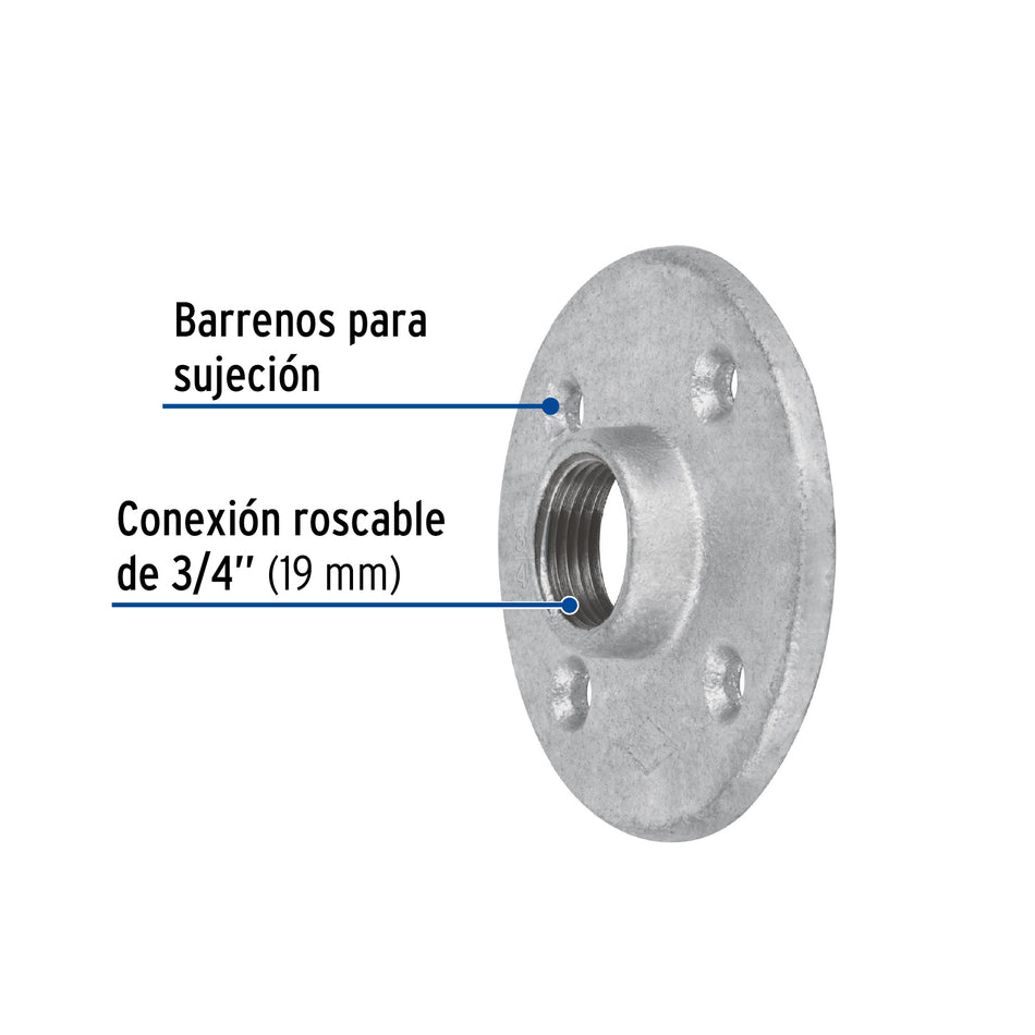 Brida de acero galvanizado de 3/4', Foset Caja con 5, 48738