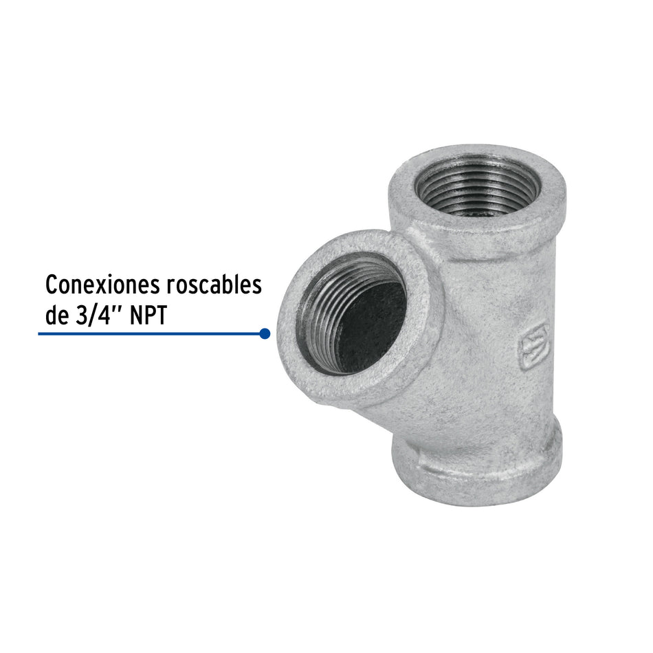 Yee sencilla 3/4' acero galvanizado, Foset Caja con 5, 47474