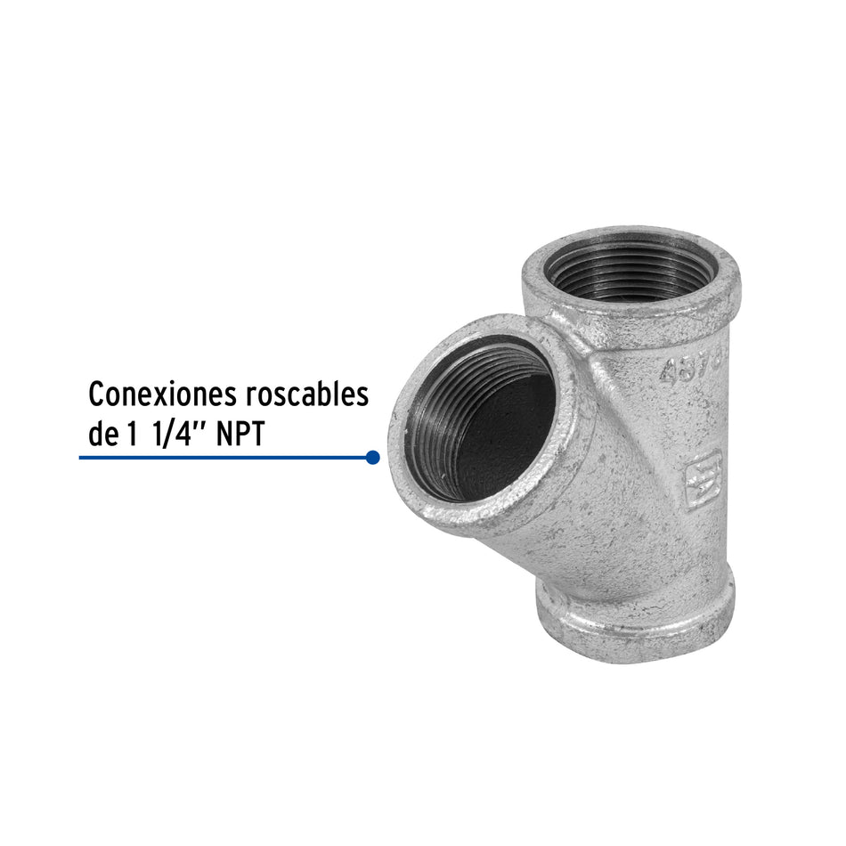 Yee sencilla 1-1/4' acero galvanizado, Foset Caja con 2, 48758