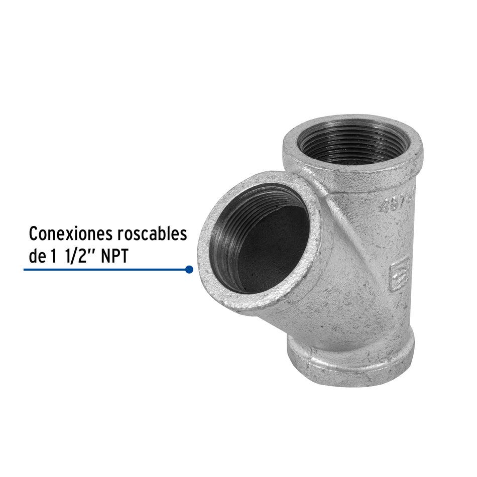 Yee sencilla 1-1/2' acero galvanizado, Foset Caja con 2, 48759