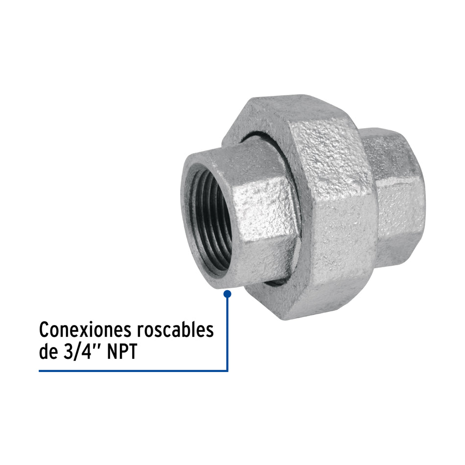 Tuerca unión 3/4' acero galvanizado, Foset Caja con 5, 47480