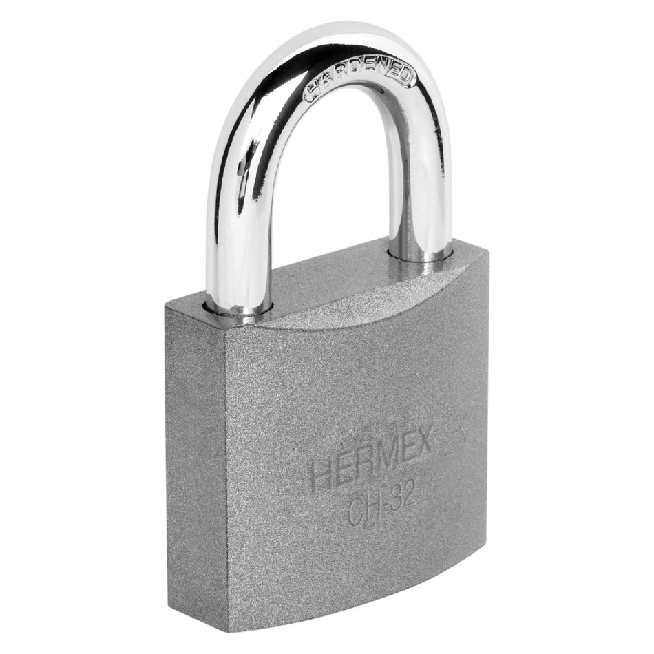 Candado de hierro 32 mm gancho corto en blíster, Hermex Caja con 6, 43792