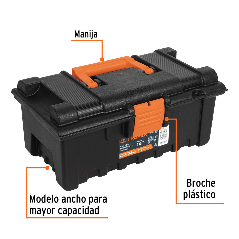 Caja para herramienta de 14' sin compartimentos, TRUPER Caja con 3, 19854
