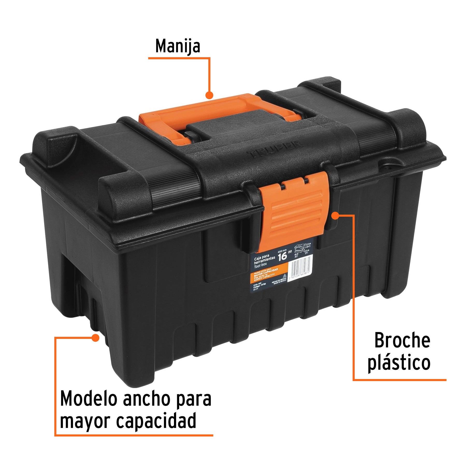 Caja para herramienta de 16' sin compartimentos, TRUPER, 19790