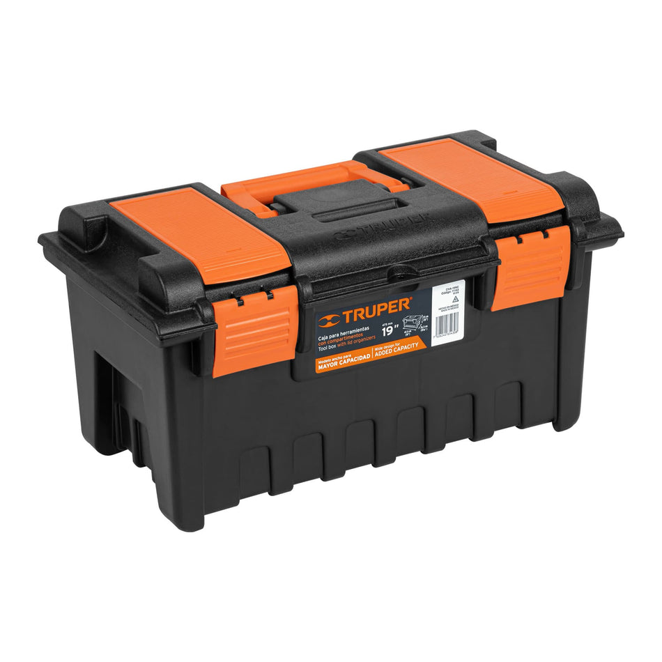 Caja para herramienta de 19' con compartimentos, TRUPER Caja con 2, 11143