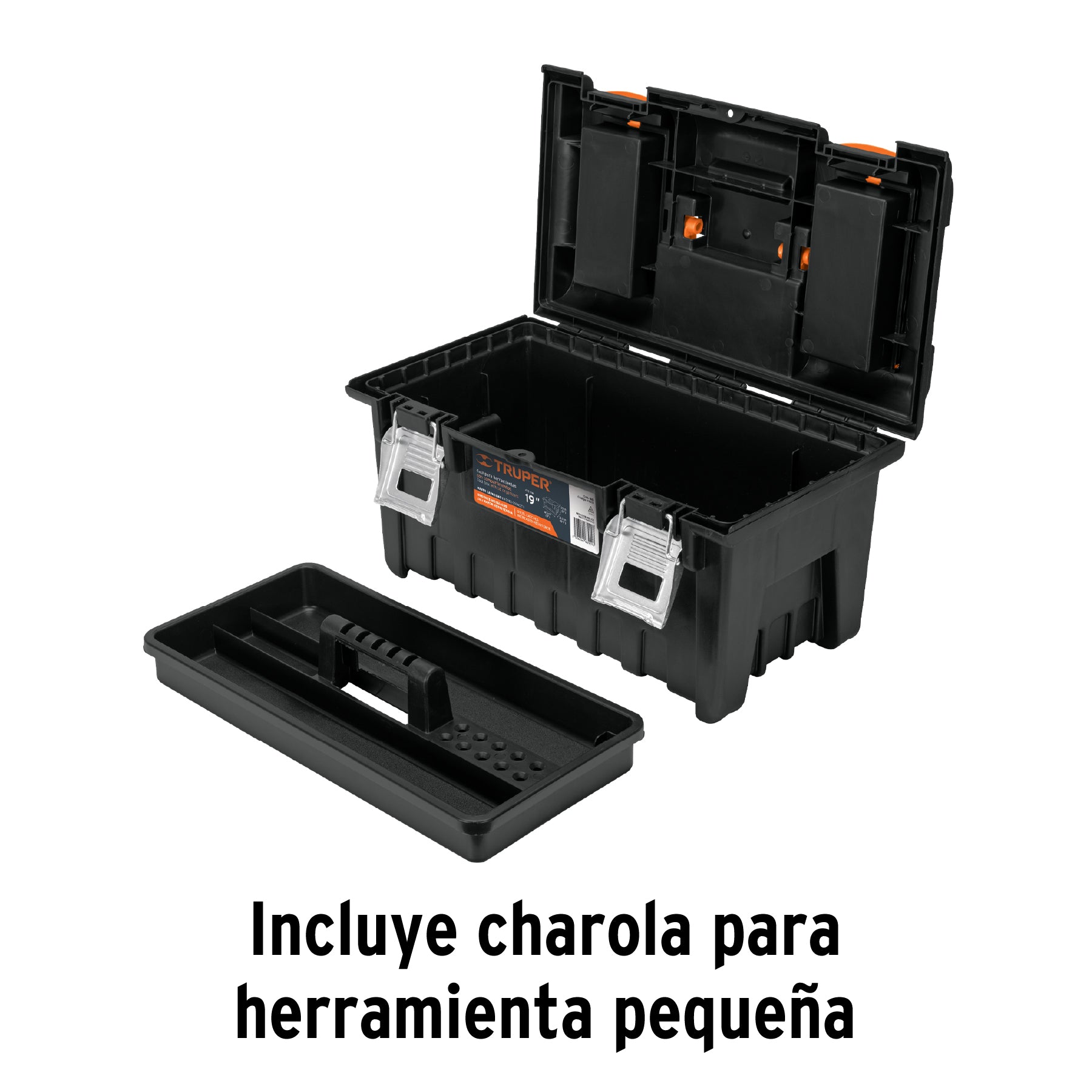 Caja p/herramienta 19' c/compartimentos y broches metálicos, 11811