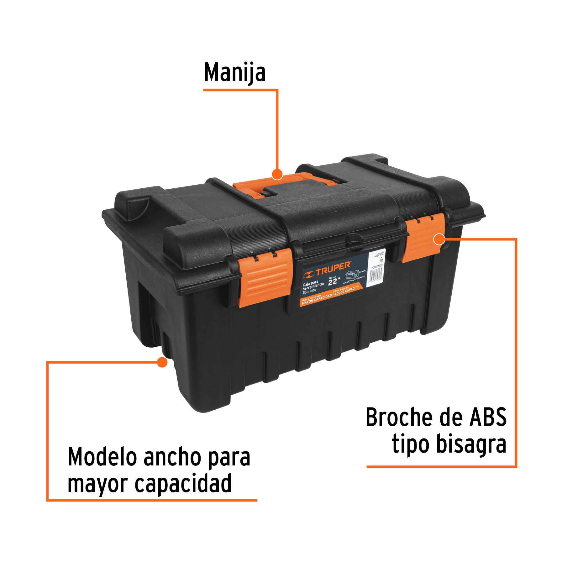 Caja para herramienta de 22' sin compartimentos, TRUPER, 19780