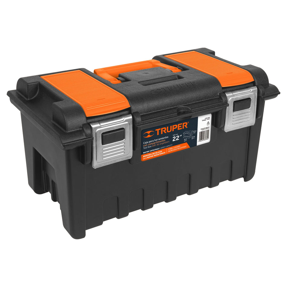Caja p/herramienta 22' c/compartimentos y broches metálicos, 11812