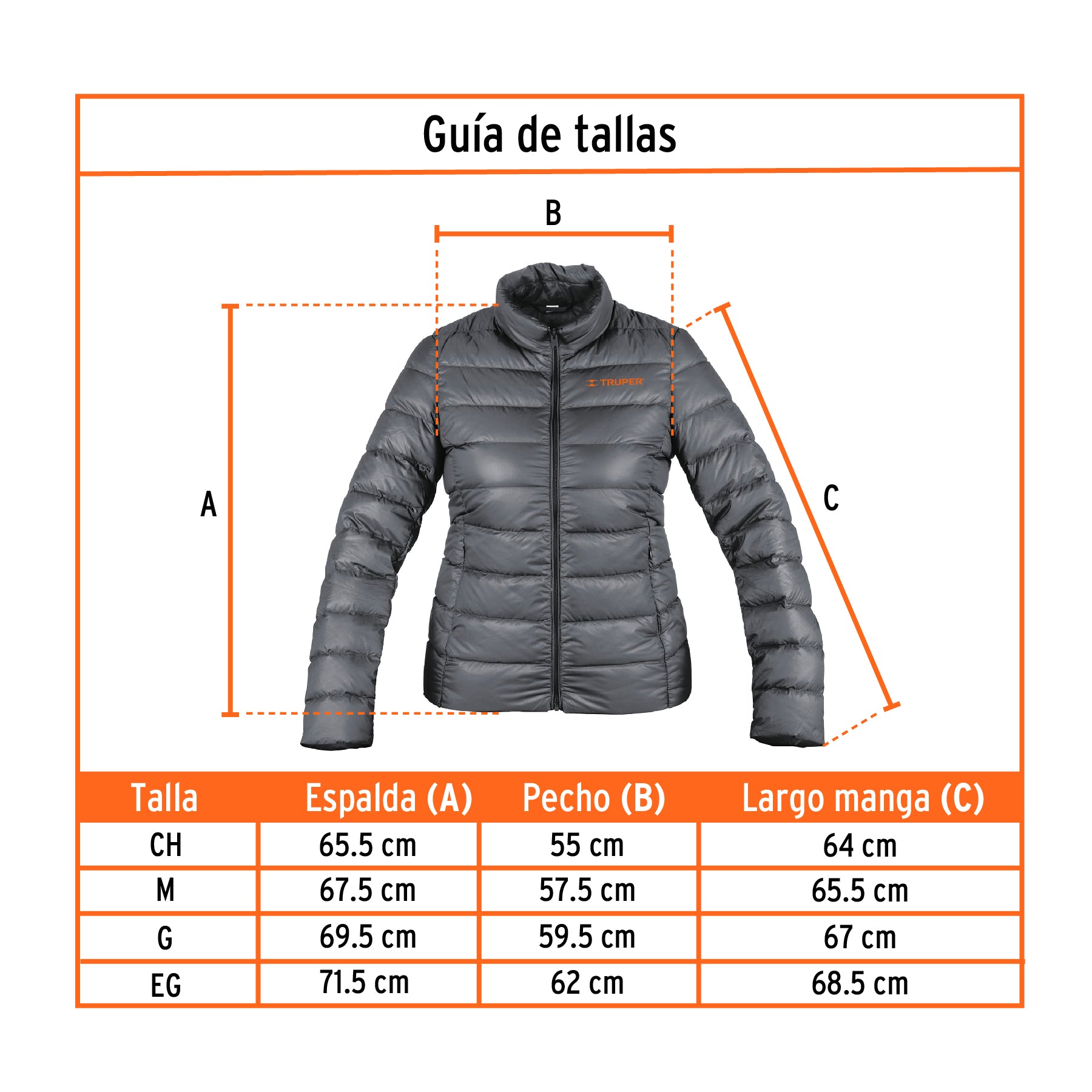 Chamarra de plumas para hombre, gris, EG, Truper, 66003