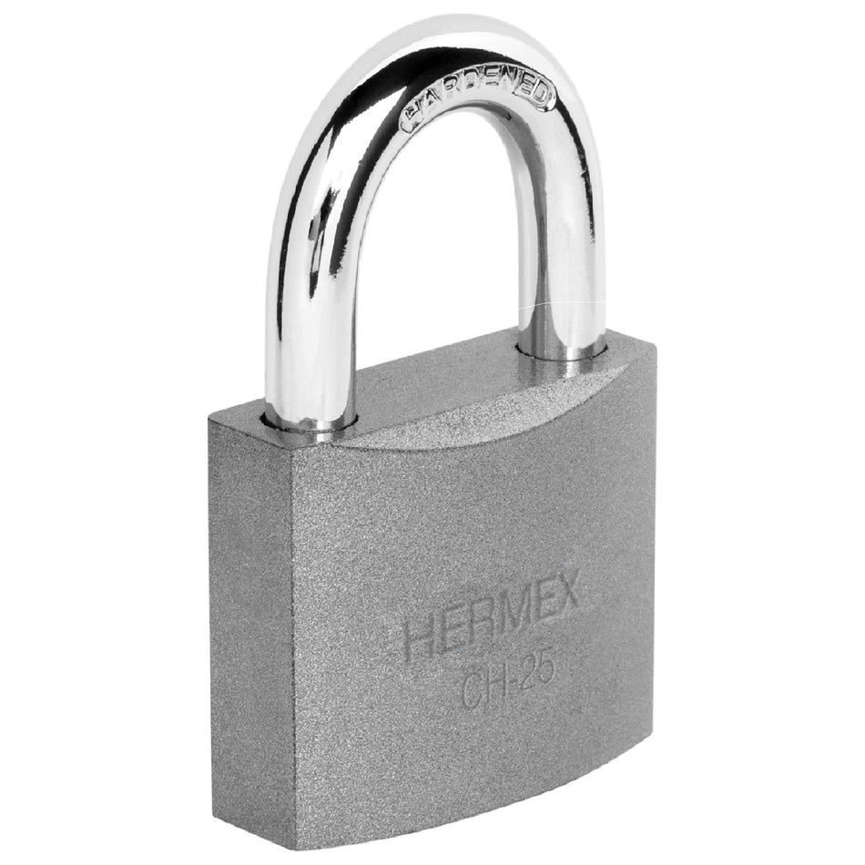Candado de hierro 25 mm gancho corto en blíster, Hermex Caja con 6, 43796