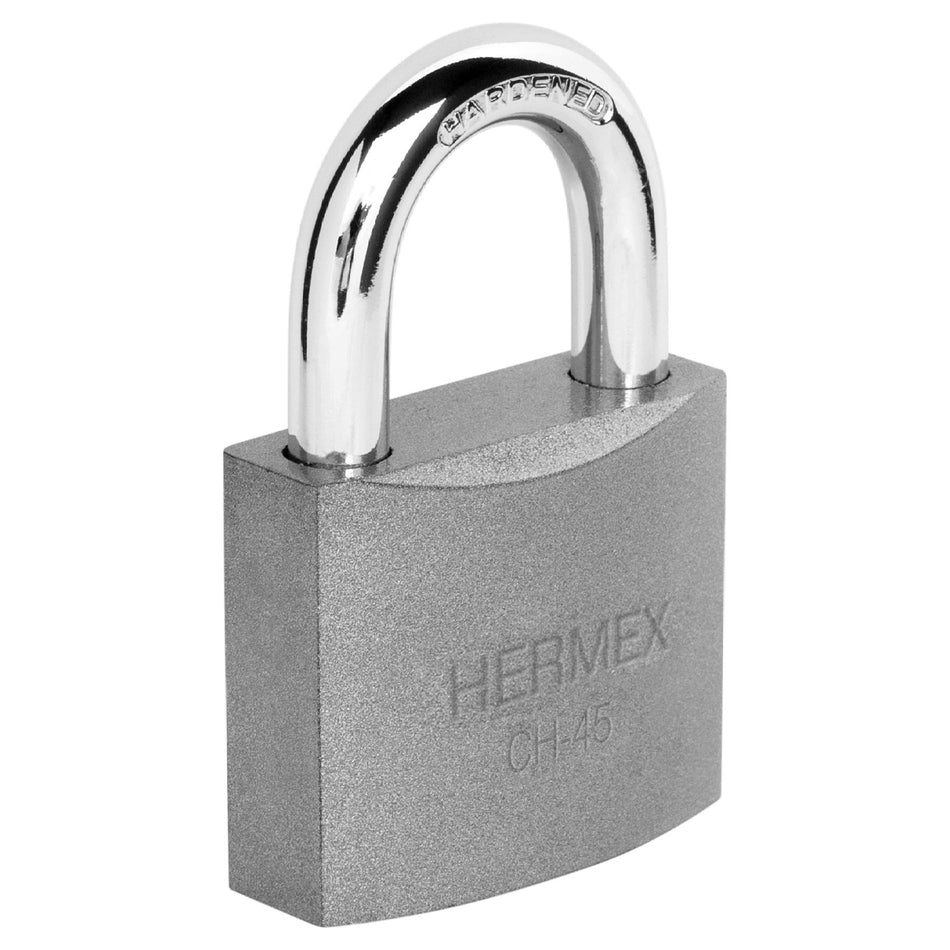 Candado de hierro 45 mm gancho corto en blíster, Hermex Caja con 6, 43319