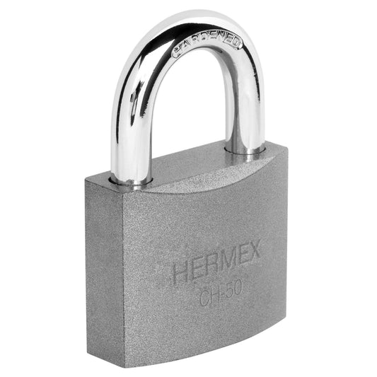 Candado de hierro 50 mm gancho corto en blíster, Hermex Caja con 6, 43320