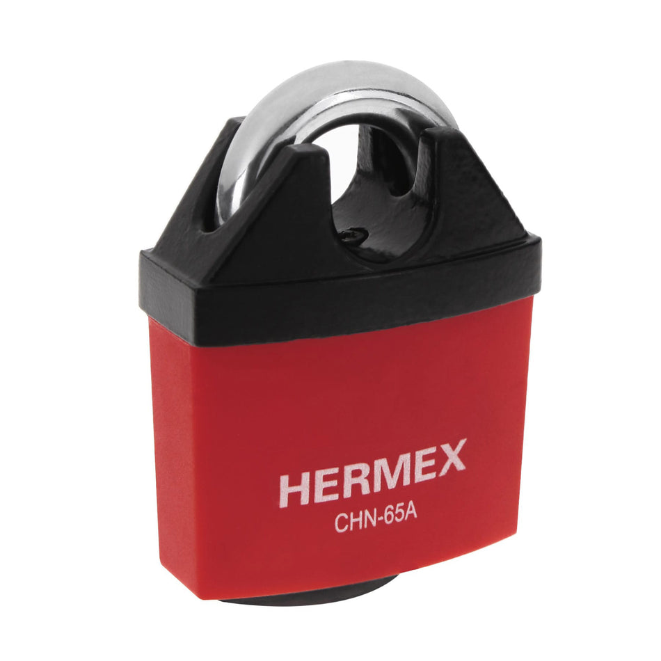Candado de hierro 65 mm gancho protegido, llave anti-ganzúa Caja con 3, 43341