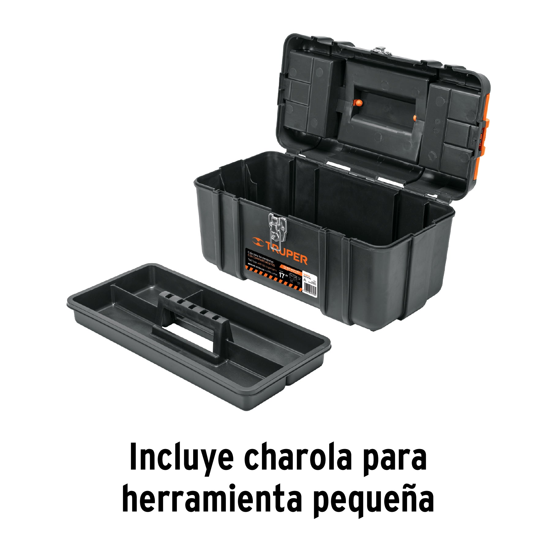 Caja para herramienta 17' c/compartimentos,broches metálicos, 102434