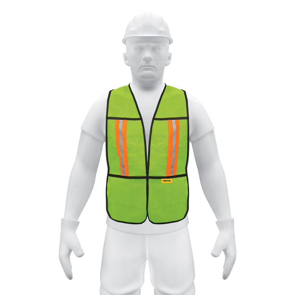 Chaleco de seguridad con cintas reflejantes, verde, Pretul Caja con 5, 21026