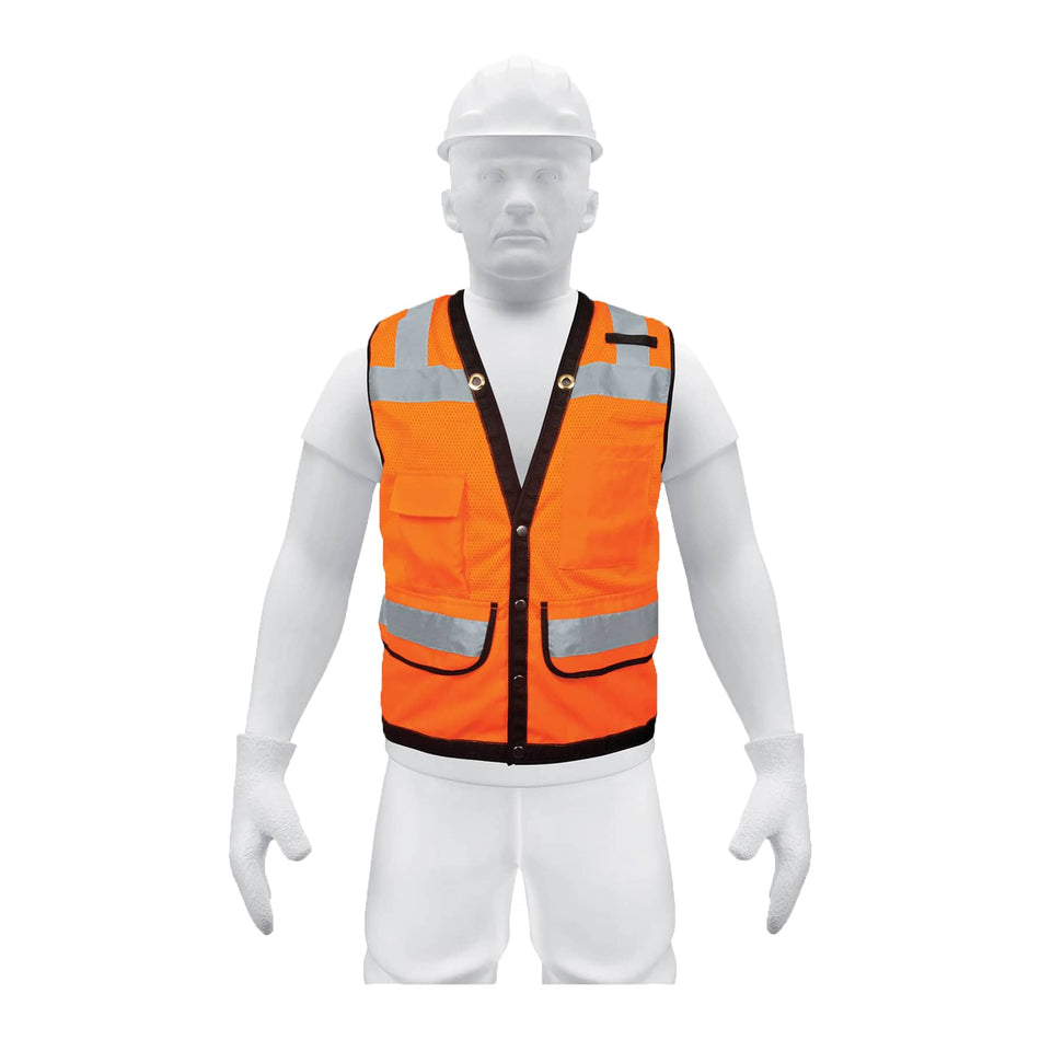 Chaleco seguridad reforzado naranja con bolsas, M, Expert Caja con 5, 13479