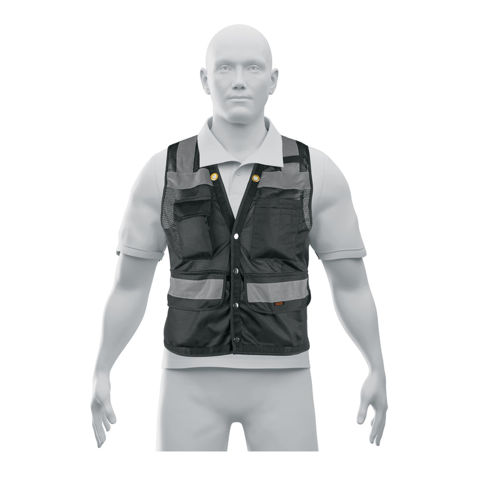 Chaleco seguridad reforzado negro con bolsas, L, Expert Caja con 5, 103990