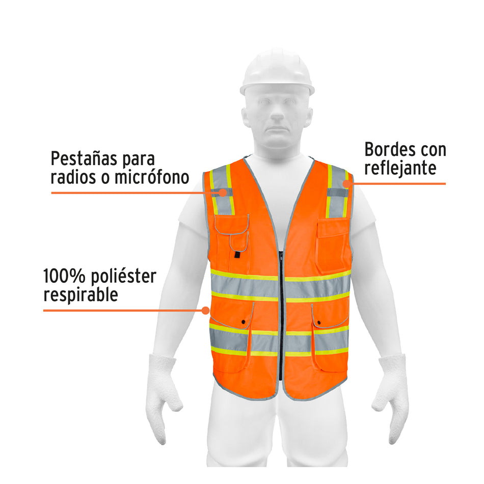 Chaleco de seguridad de alta visibilidad, naranja, XG,EXPERT Caja con 3, 102442