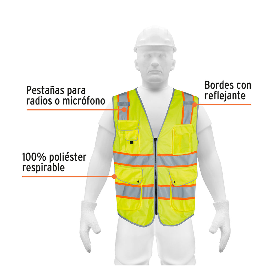 Chaleco de seguridad de alta visibilidad, verde, M, EXPERT Caja con 3, 102443