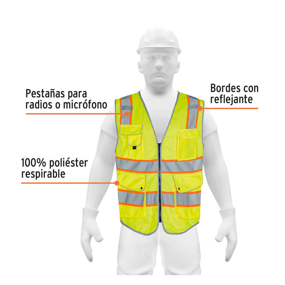 Chaleco de seguridad de alta visibilidad, verde, XG, EXPERT Caja con 3, 102445