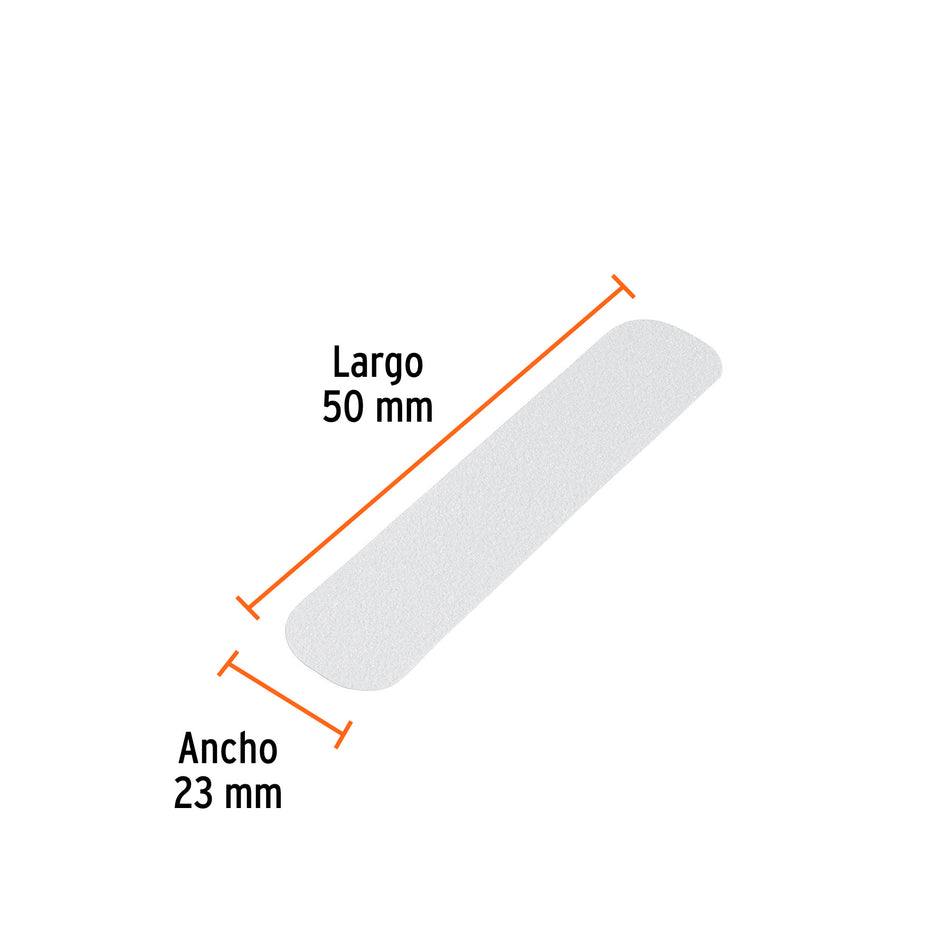 Tarjeta 6 tiras 23cm antiderrapantes blancas 50mm c/abrasivo Caja con 5, 12531