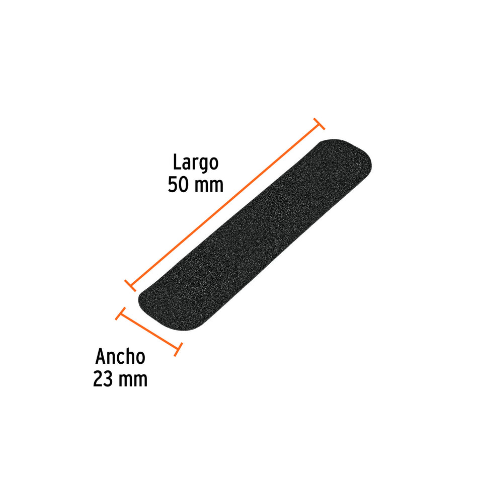 Tarjeta 6 tiras 23cm antiderrapantes negras 50mm c/abrasivo Caja con 5, 12530