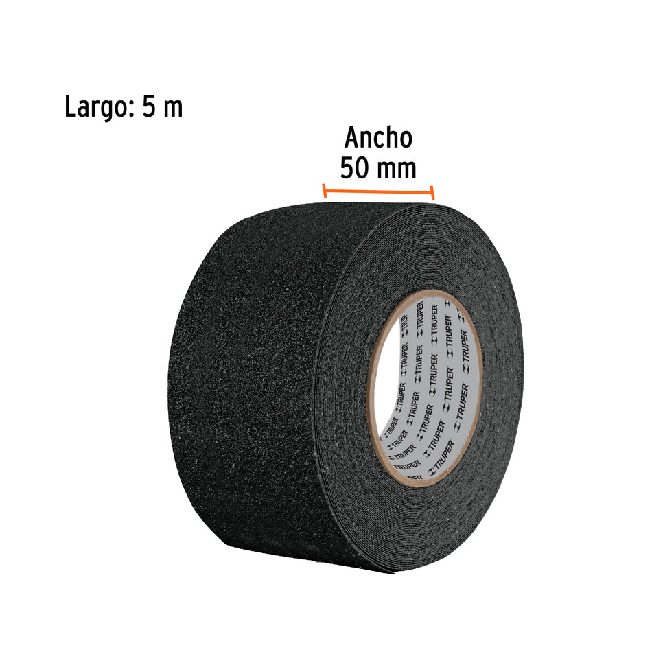 Rollo de 5 m de cinta antiderrapante negra 50mm con abrasivo Caja con 6, 12532