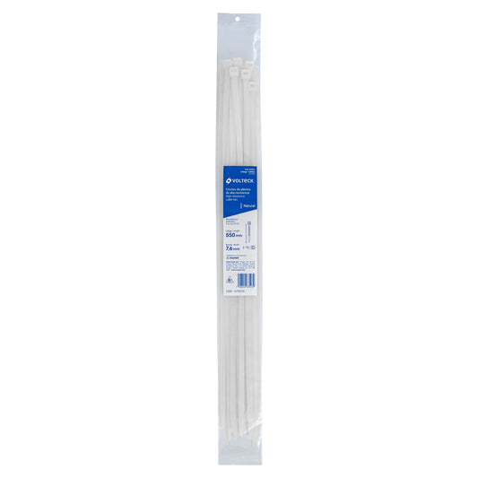Bolsa c/10 cinchos plásticos 120 lb, 300 x 7.5 mm, naturales Caja con 10, 48982