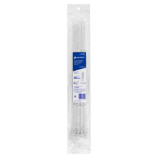 Bolsa con 10 cinchos plásticos 175 lb, 450x9 mm, naturales Caja con 10, 48985