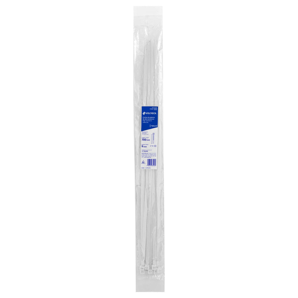 Bolsa con 10 cinchos plásticos 175 lb, 700x9 mm, naturales Caja con 10, 48986
