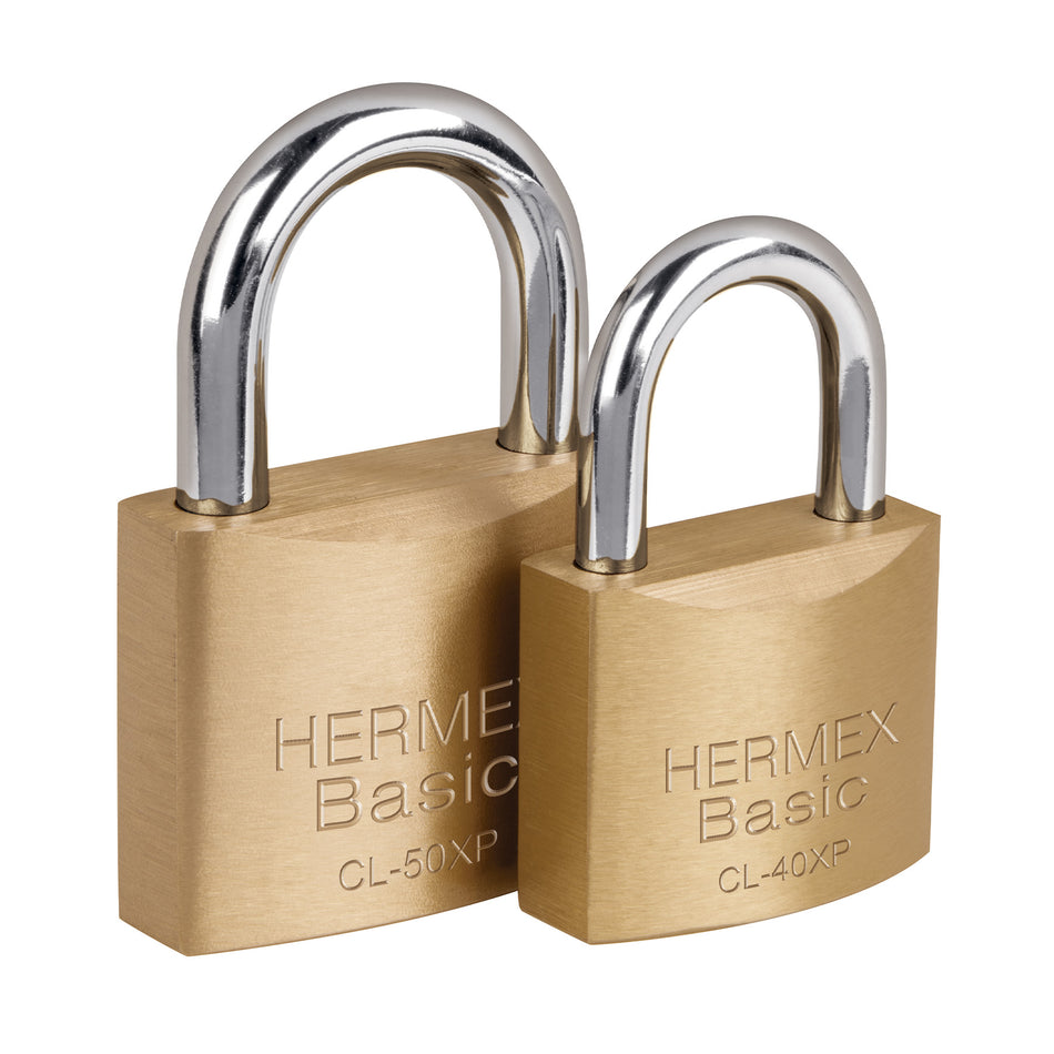 Candado de latón 50 mm llave tetra en blíster, Hermex Basic Caja con 6, 23511